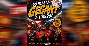 L´Arboç es prepara per viure la semifinal del Mundial amb una pantalla gegant a la Sala Polivalent L´Arboç es prepara per viure la semifinal del Mundial amb una pantalla gegant a la Sala Polivalent